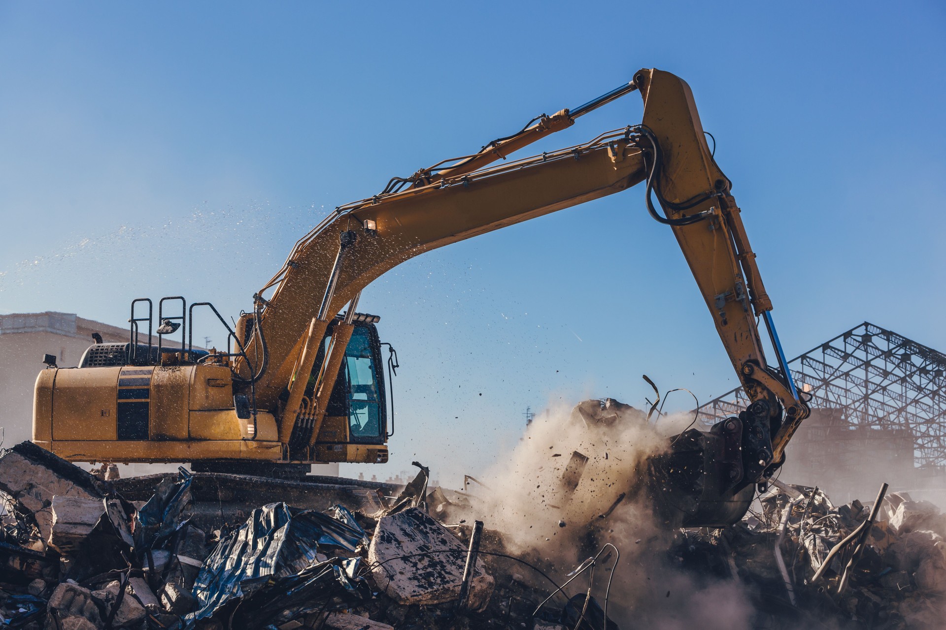 Excavator Working On a Demolition Site